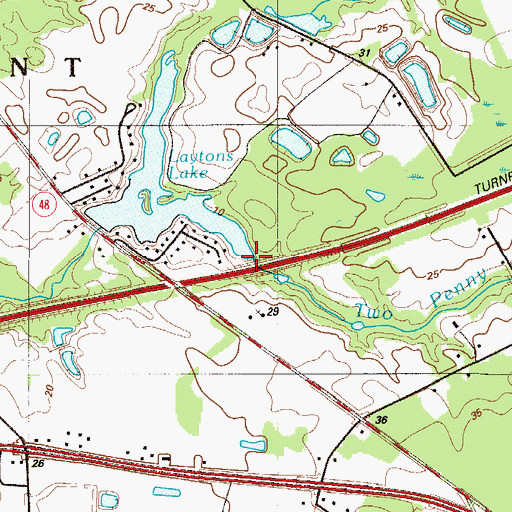 Topographic Map of Two Penny Run, NJ