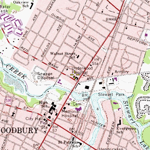 Topographic Map of Inspira Medical Center Woodbury, NJ
