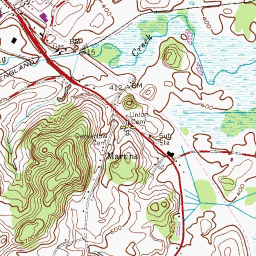 Topographic Map of Union Cemetery, NJ
