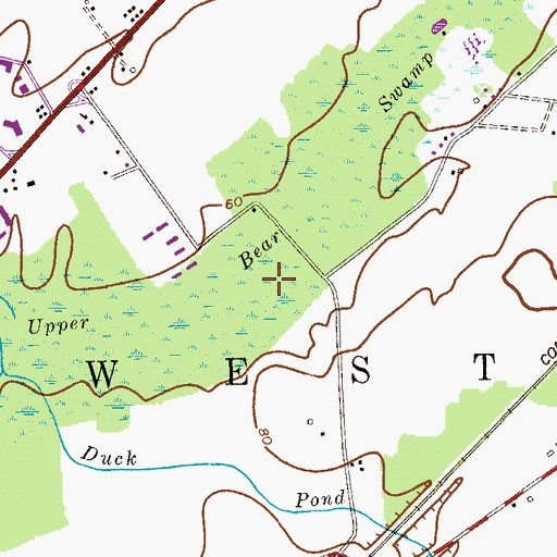 Topographic Map of Upper Bear Swamp, NJ