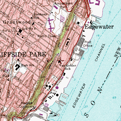 Topographic Map of Eleanor Van Gelder Elementary School, NJ