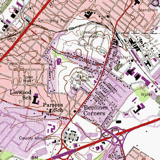 Topographic Map of Van Liew Cemetery, NJ