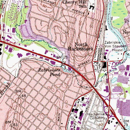 Topographic Map of Van Saun Mill Brook, NJ