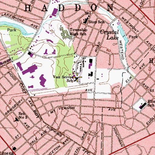 Topographic Map of Van Sciver Elementary School, NJ
