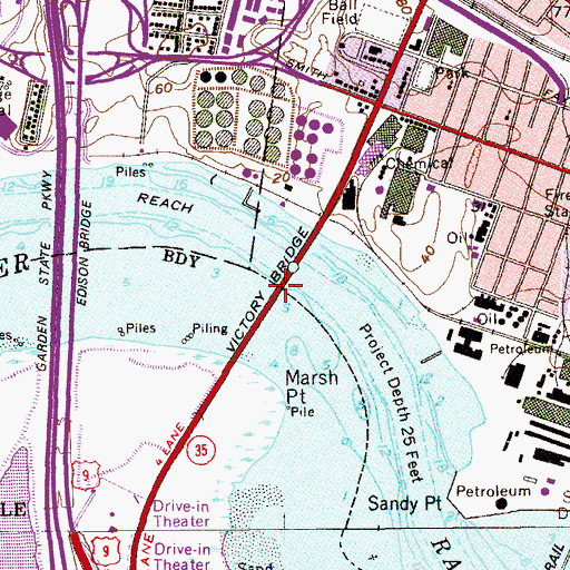 Topographic Map of Victory Bridge, NJ