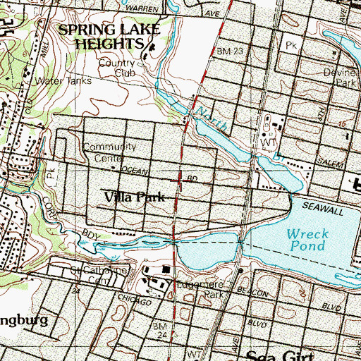 Topographic Map of Villa Park, NJ