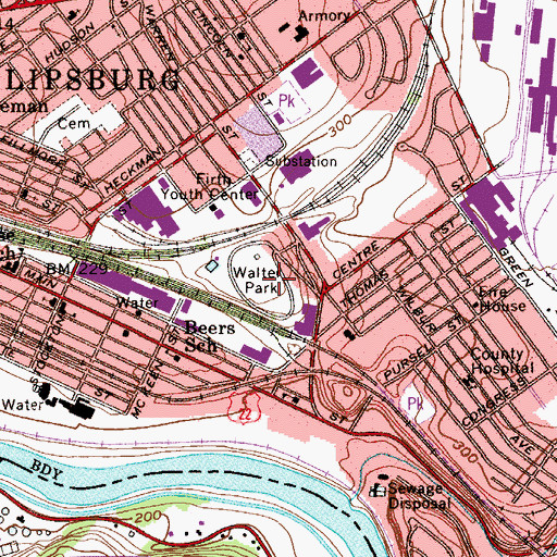 Topographic Map of Walter Park, NJ