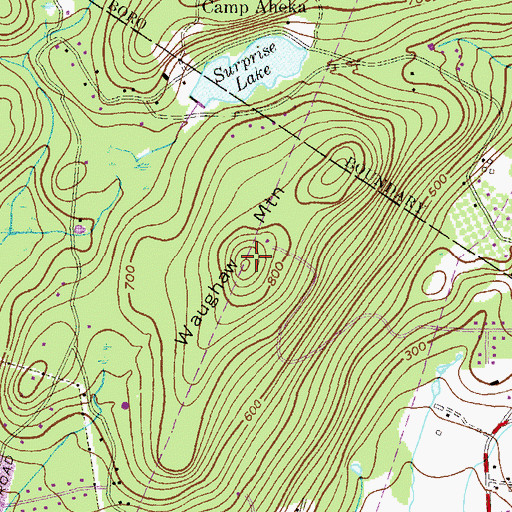 Topographic Map of Waughaw Mountain, NJ