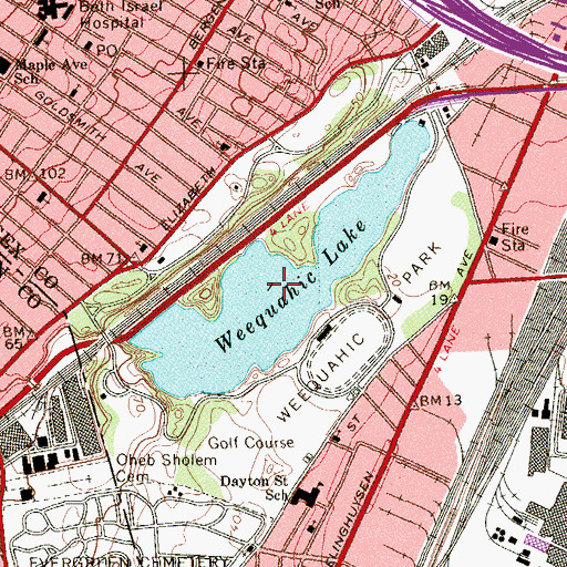 Topographic Map of Weequahic Lake, NJ