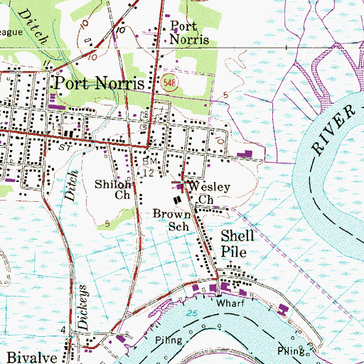 Topographic Map of Wesley Church, NJ