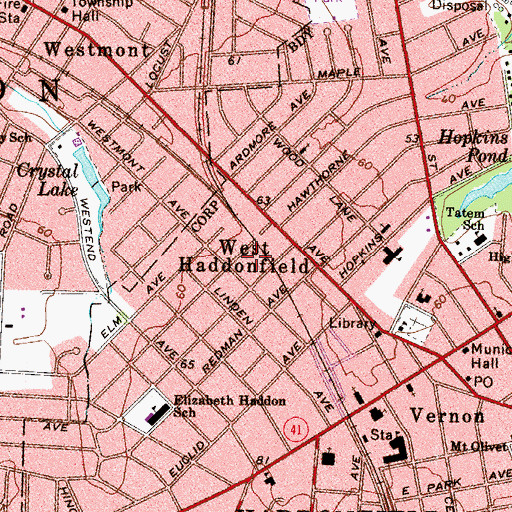 Topographic Map of West Haddonfield, NJ