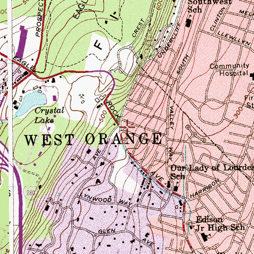 Topographic Map of West Orange, NJ