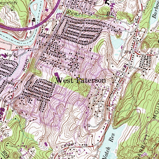 Topographic Map of Woodland Park, NJ