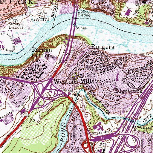 Topographic Map of Westons Mills, NJ