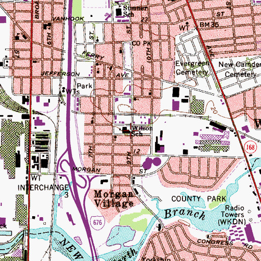 Topographic Map of H B Wilson Elementary School, NJ