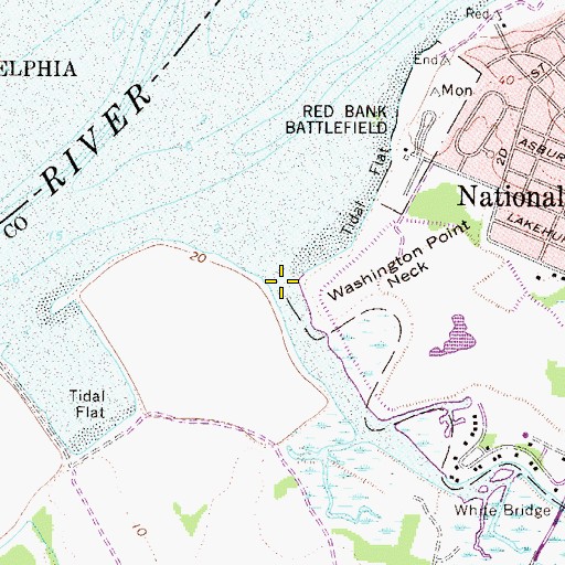 Topographic Map of Woodbury Creek, NJ