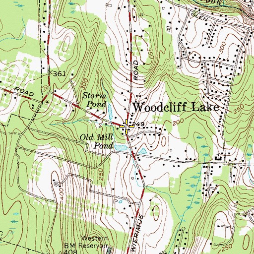 Topographic Map of Woodcliff Lake, NJ