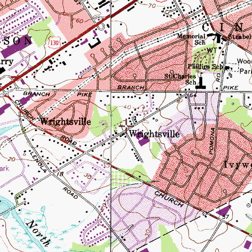 Topographic Map of Wrightsville, NJ