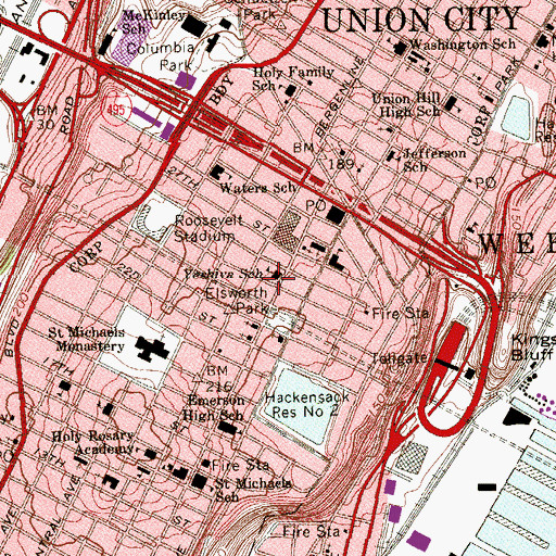 Topographic Map of Yeshiva School, NJ