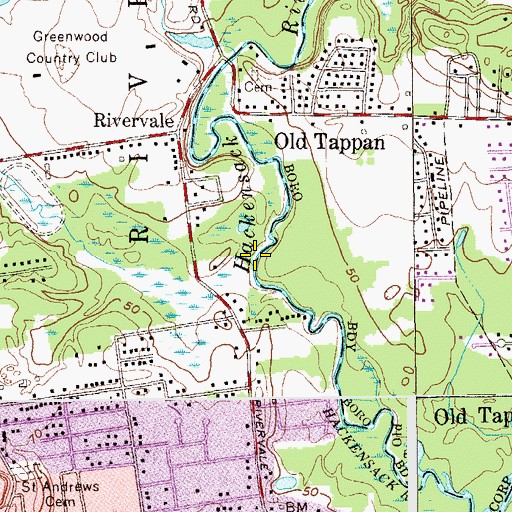Topographic Map of Hillsdale Brook, NJ