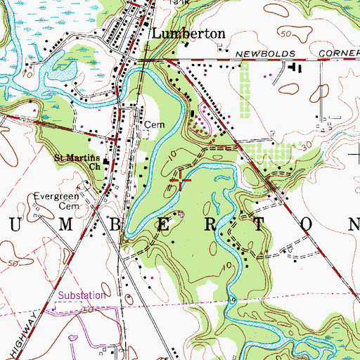 Topographic Map of Township of Lumberton, NJ
