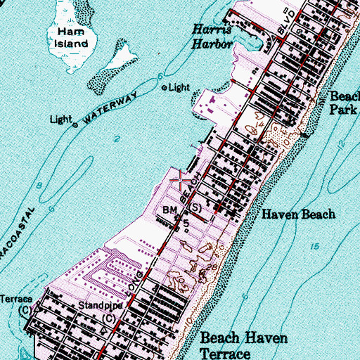 Topographic Map of Beach Haven (historical), NJ