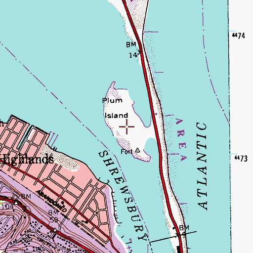 Topographic Map of Plum Island, NJ