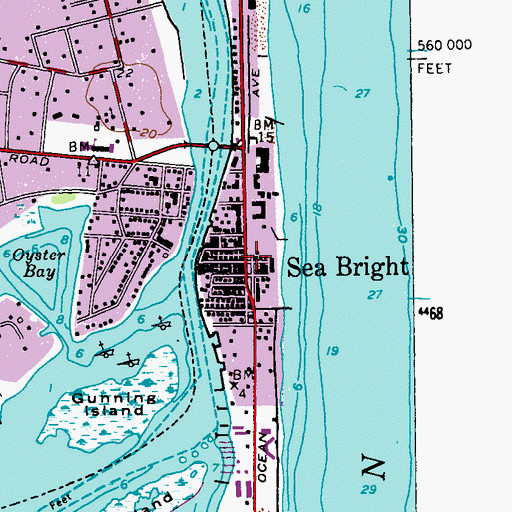 Topographic Map of Sea Bright, NJ