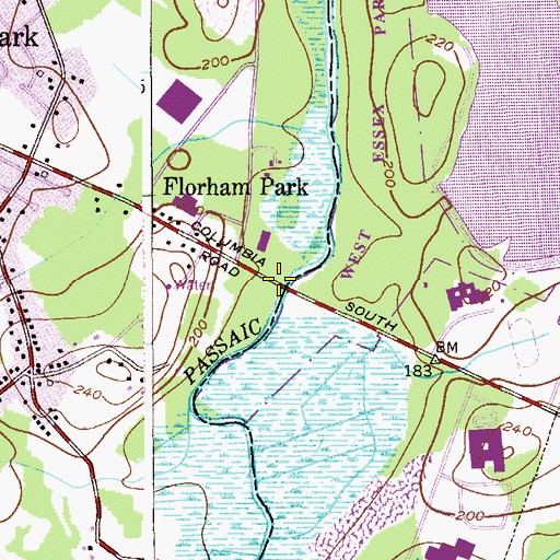 Topographic Map of Columbia Bridge, NJ