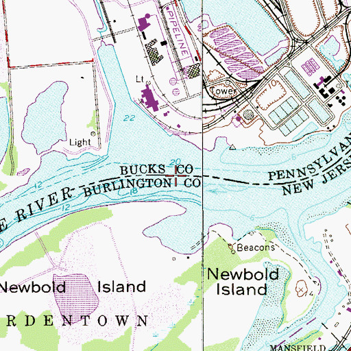 Topographic Map of Newbold Channel, NJ