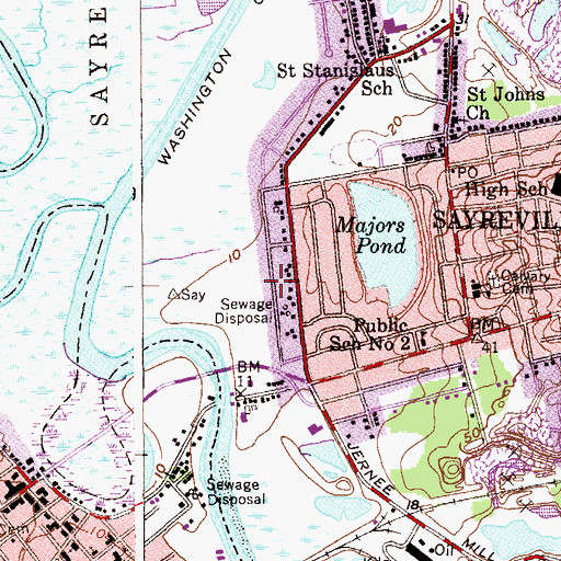 Topographic Map of MacArthur Manor, NJ