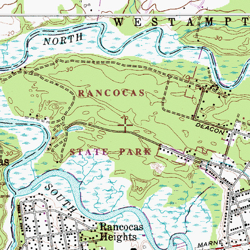 Topographic Map of Rancocas State Park, NJ