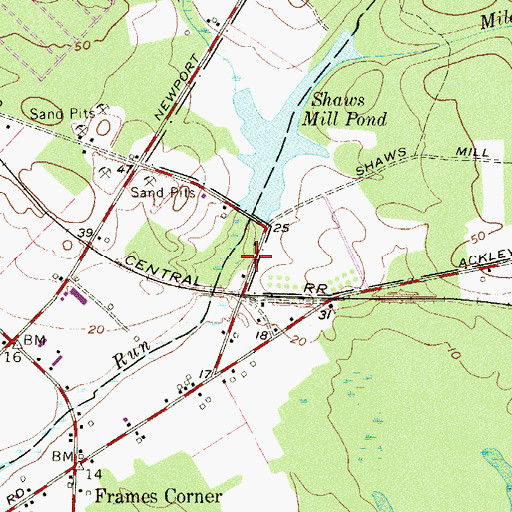 Topographic Map of Shaws Mill, NJ