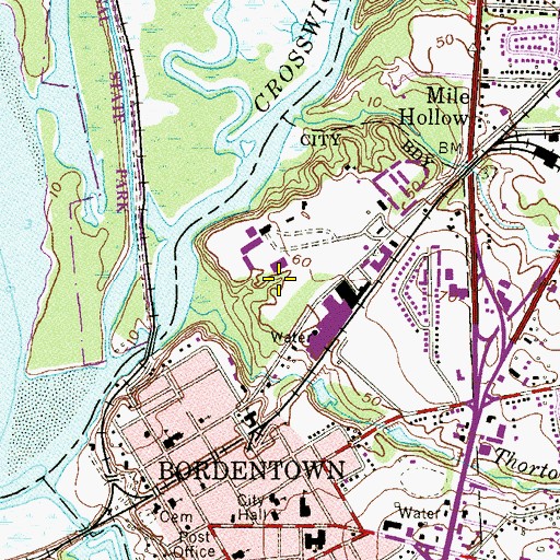 Topographic Map of Bordentown Seminary, NJ