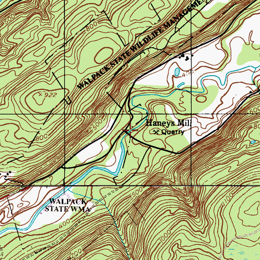 Topographic Map of Haneys Mill, NJ