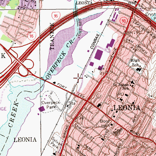 Topographic Map of Overpeck County Park, NJ