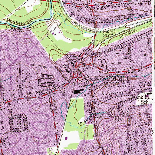 Topographic Map of New Providence Station, NJ