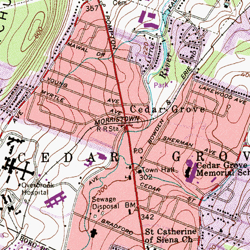 Topographic Map of Cedar Grove Station, NJ