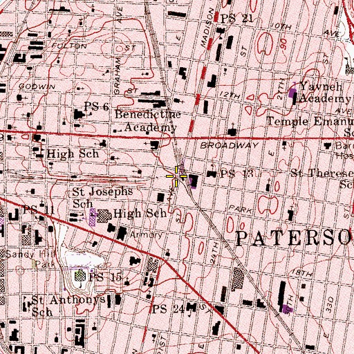 Topographic Map of Broadway Station, NJ