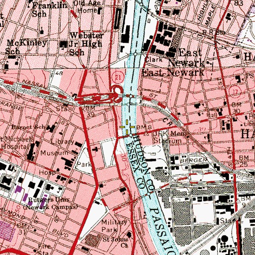 Topographic Map of Bridge Street Bridge, NJ