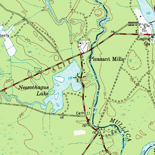 Topographic Map of Pleasant Mills Dam, NJ