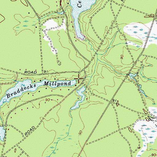 Topographic Map of Braddocks Mill Dam, NJ