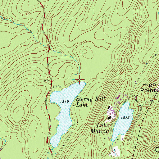 Topographic Map of Steeny Kill Dam, NJ