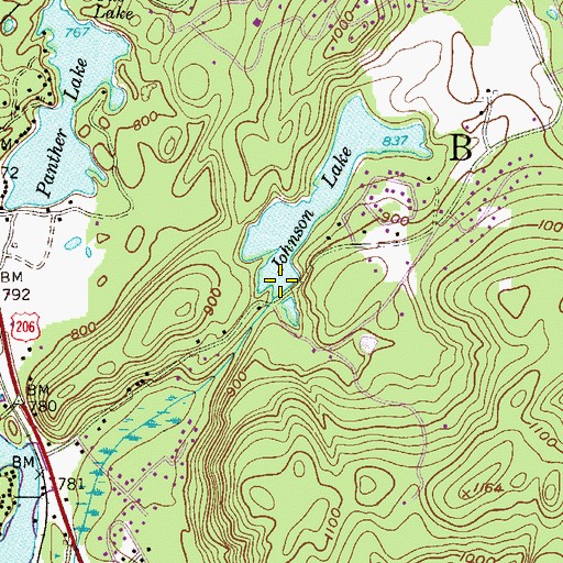 Topographic Map of Johnson Lake Dam, NJ