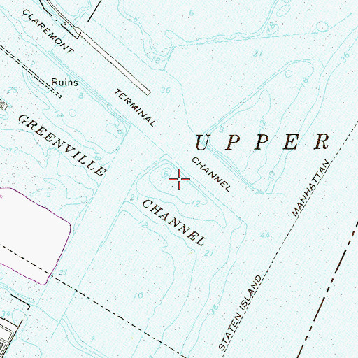Topographic Map of Pierhead Channel, NJ