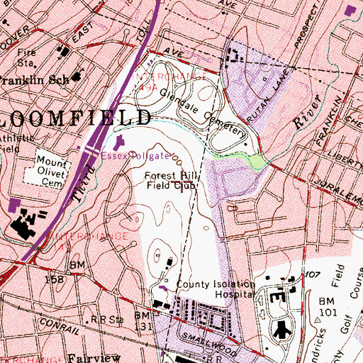 Topographic Map of Forest Hill Field Club, NJ