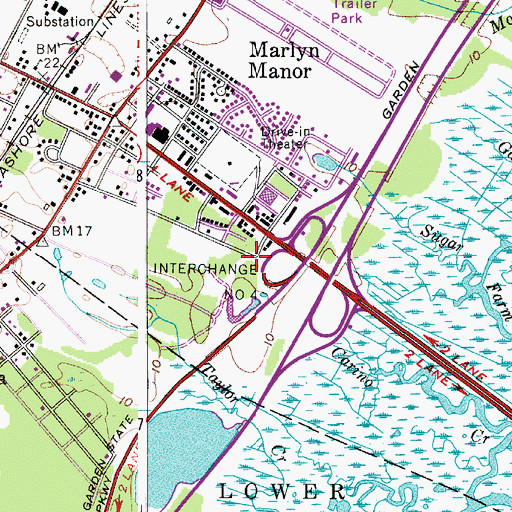 Topographic Map of WLQE-FM (Villas), NJ