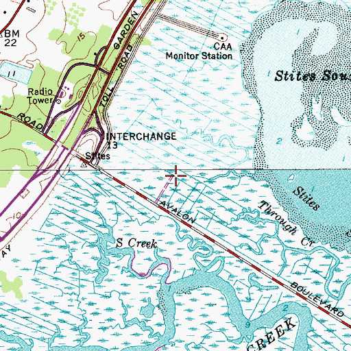 Topographic Map of WZXL-FM (Wildwood), NJ