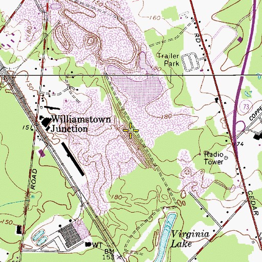 Topographic Map of AT and T Cedarbrook Heliport, NJ