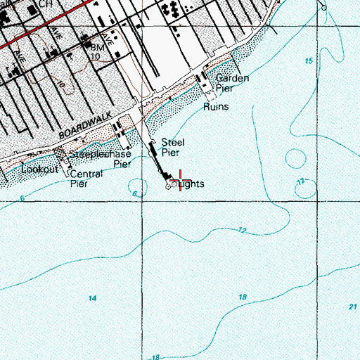 Topographic Map of Steel Pier-Taj Mahal Heliport, NJ